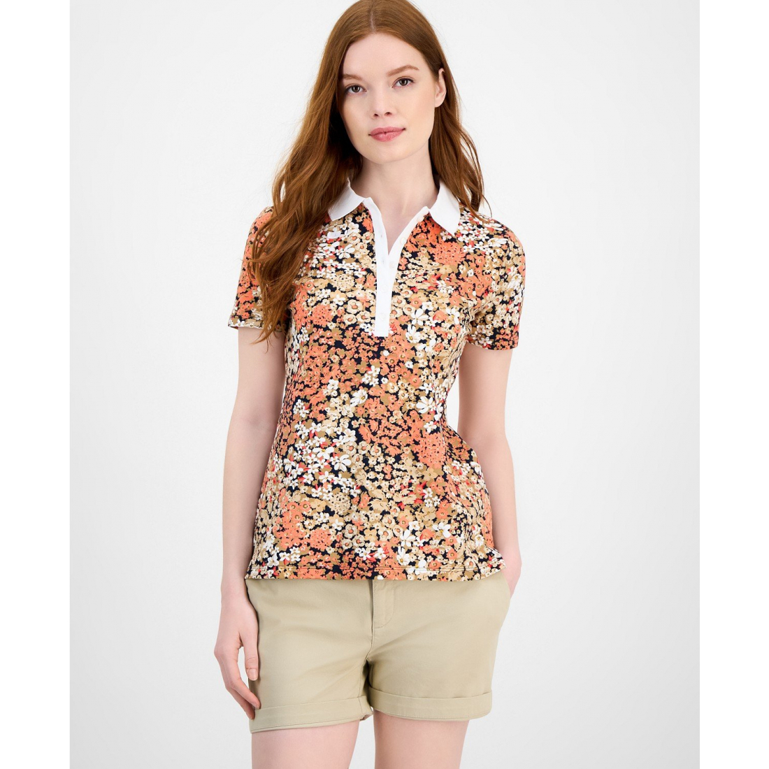 Polo 'Floral-Print' pour Femmes