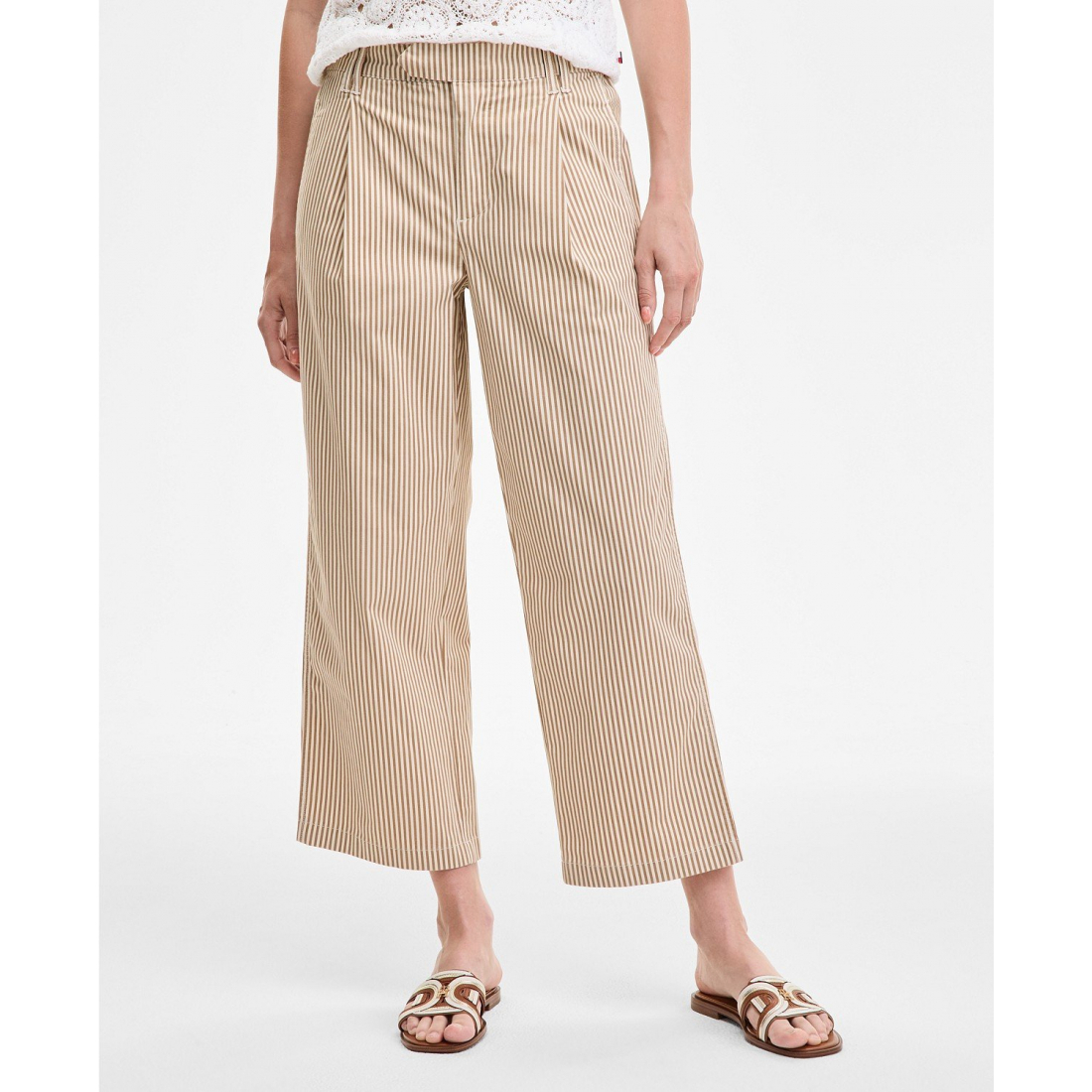 Pantalon 'Striped Extended-Tab Cropped' pour Femmes