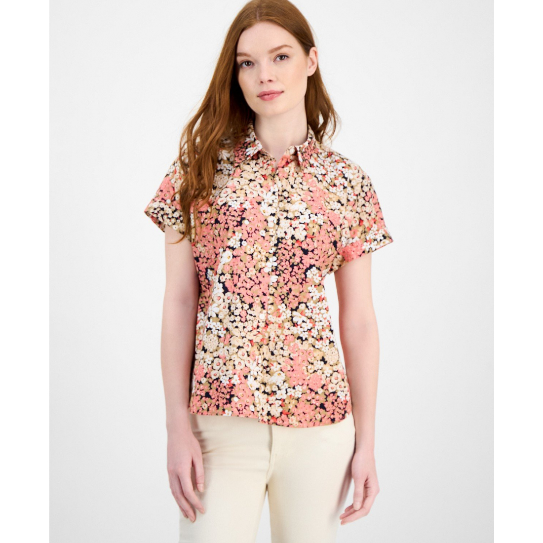 Women's 'Floral-Print Modern Camp' Short sleeve shirt