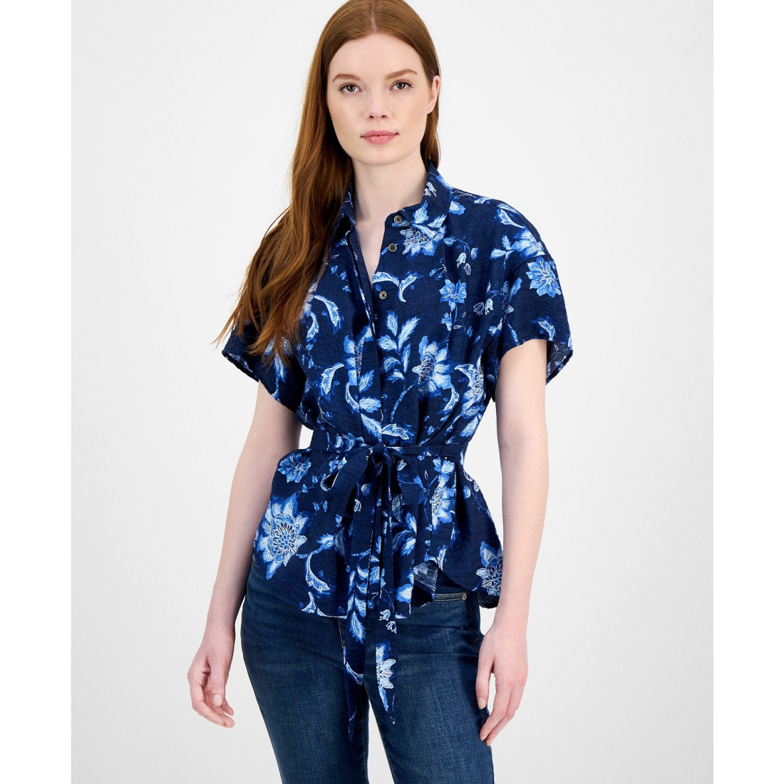 Women's 'Floral-Print Belted' Blouse