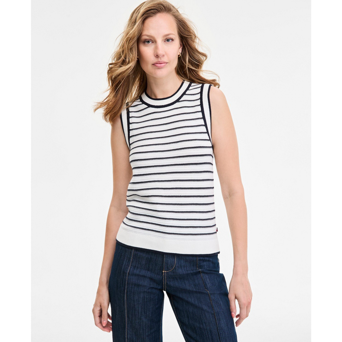Pull sans manches 'Striped Basket-Weave Sleeveless Shell' pour Femmes
