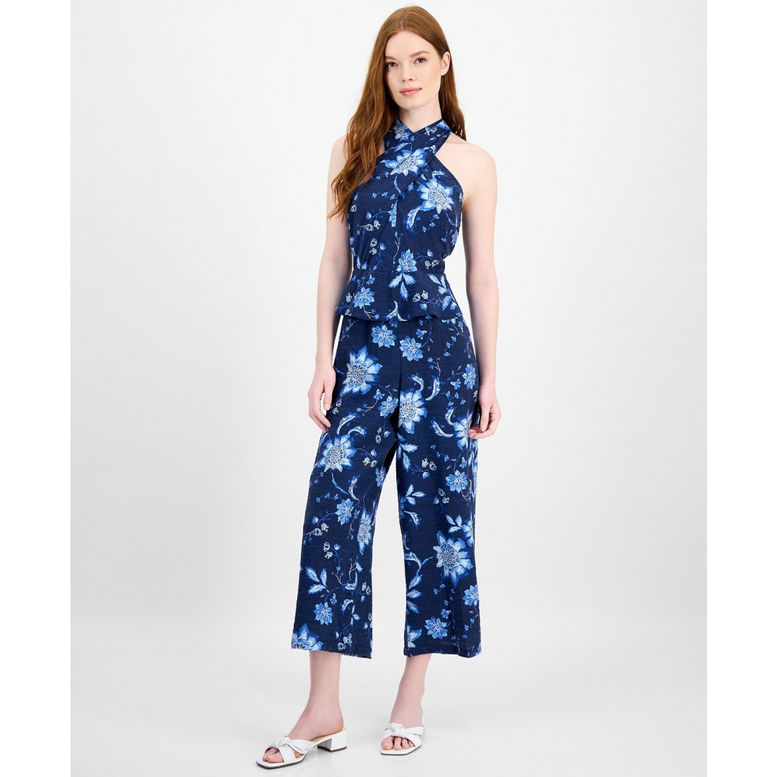 Women's 'Floral-Print Peplum Halter' Jumpsuit