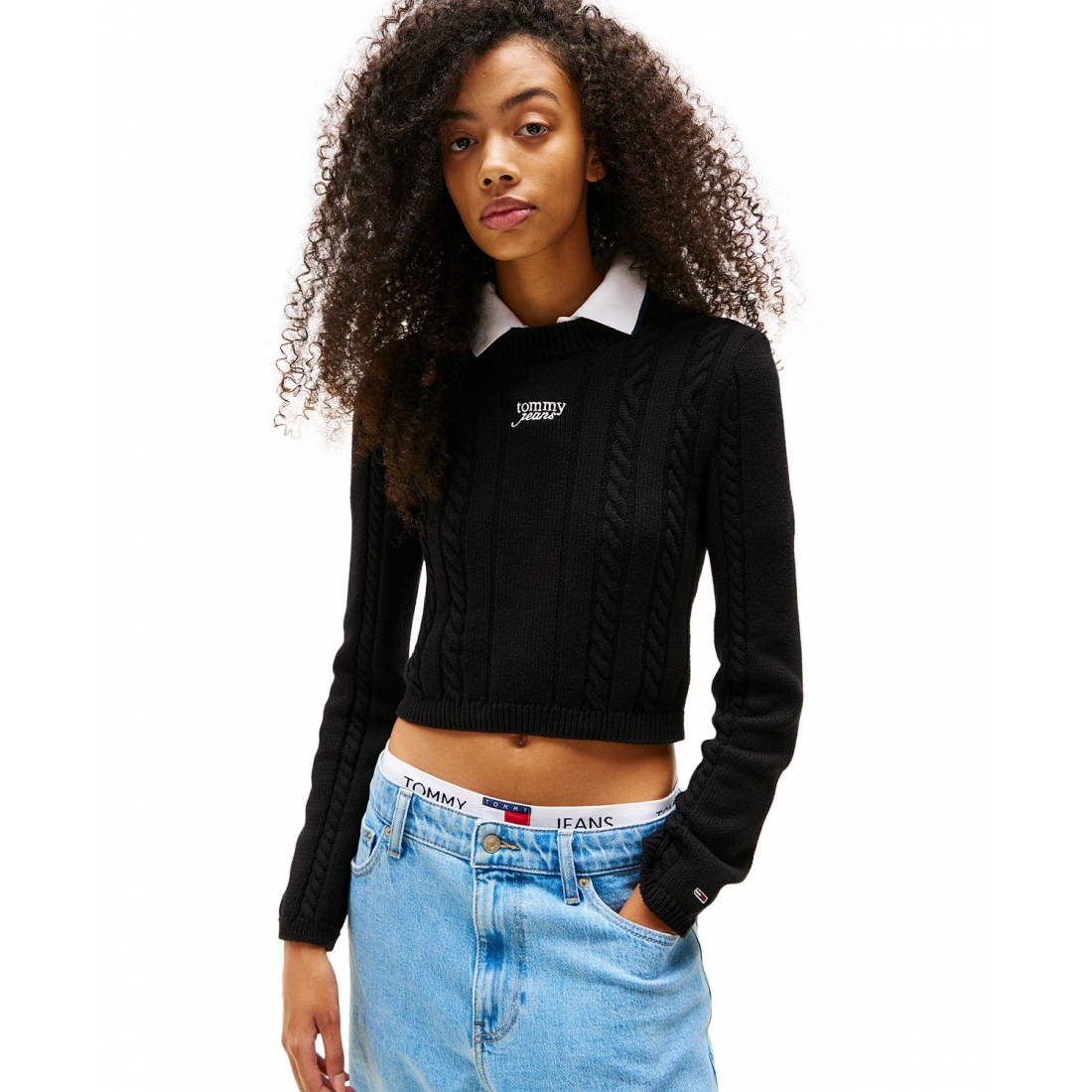 Women's 'Cable-Knit Crewneck Logo' Sweater