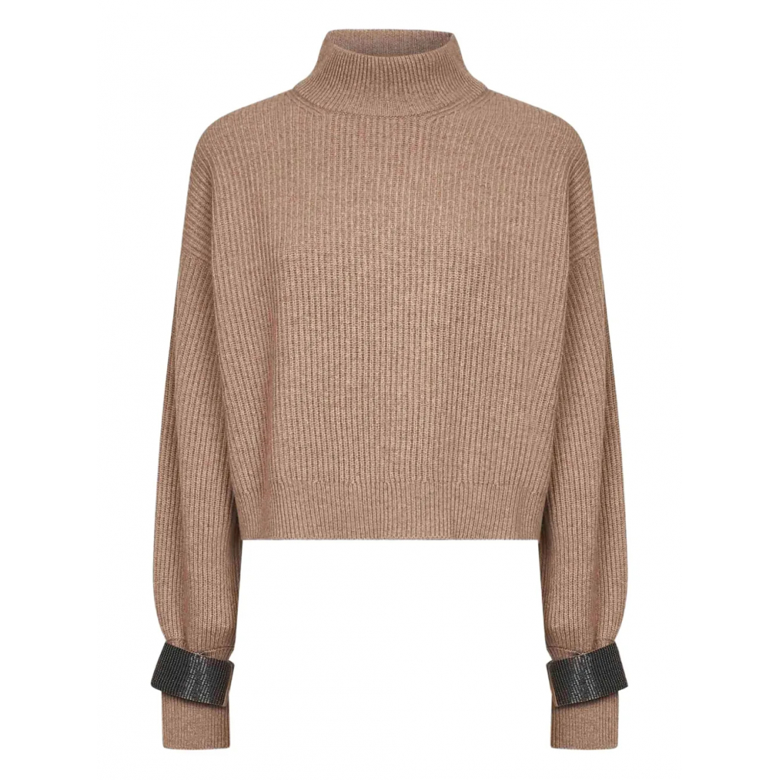 Pull en cachemire 'High-Neck Embellished-Cuff' pour Femmes