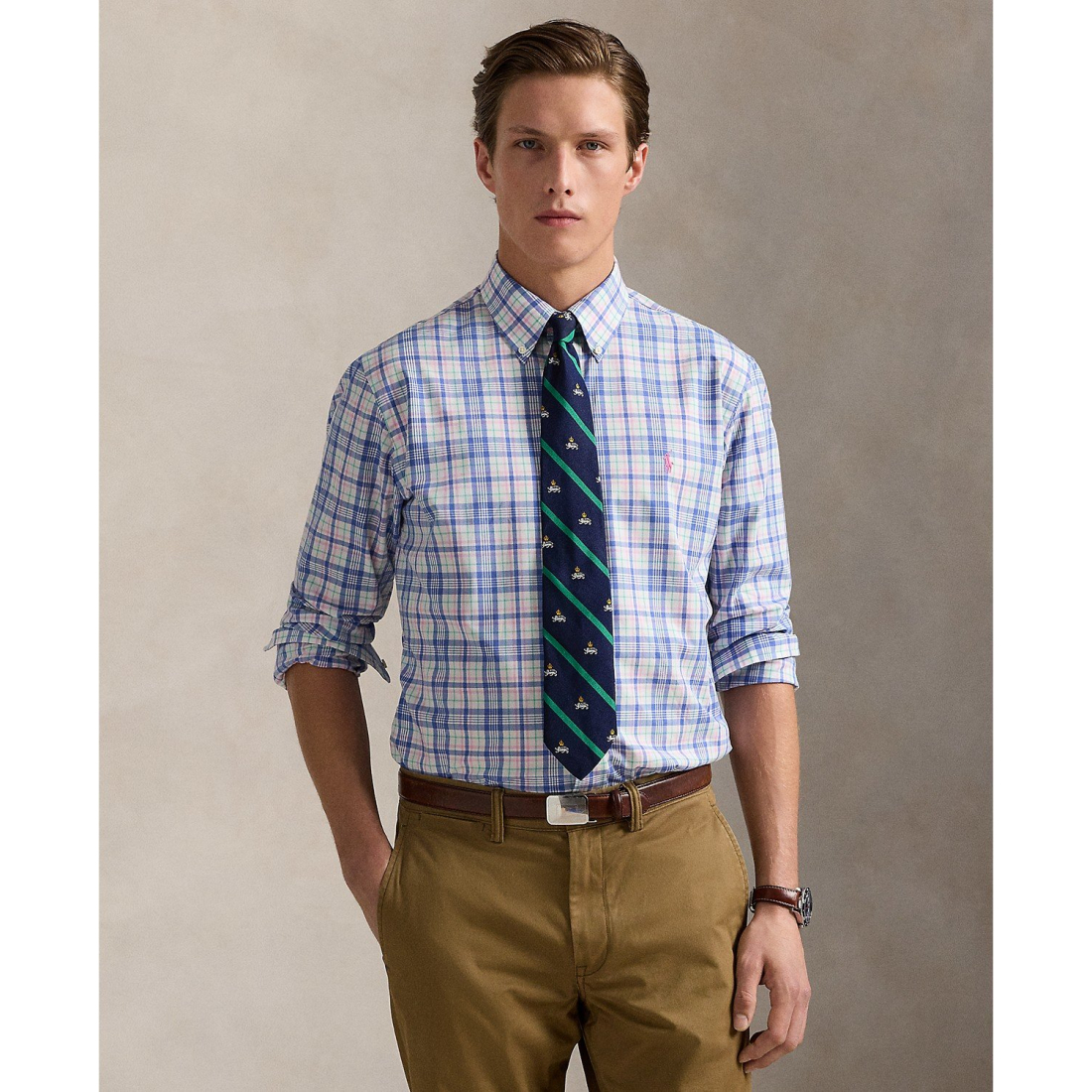 Chemise 'Classic-Fit Gingham Stretch Poplin' pour Hommes