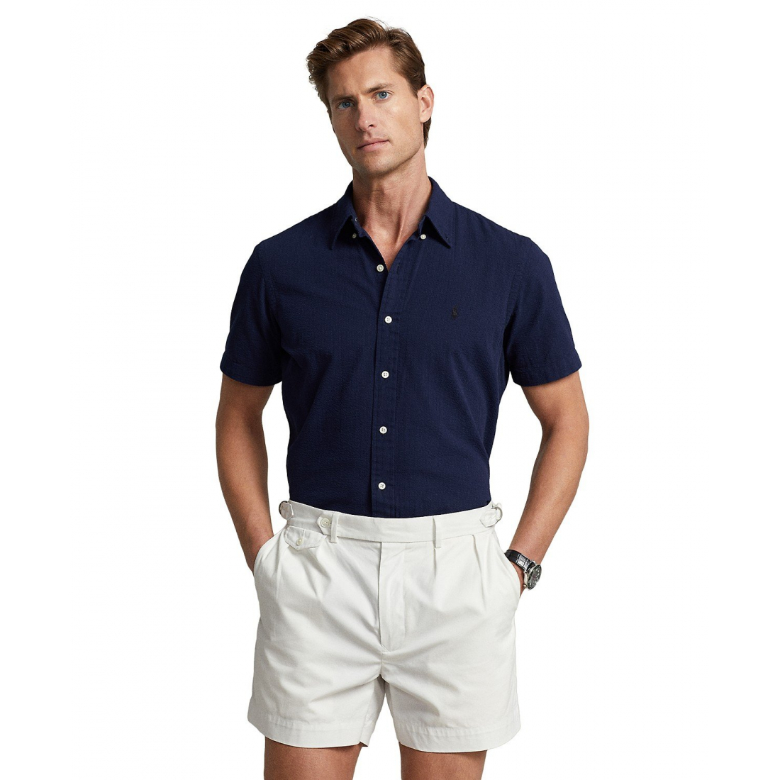 Chemise à manches courtes 'RL Prepster Classic-Fit Seersucker' pour Hommes