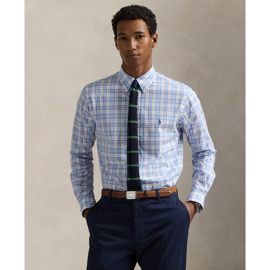 Chemise 'Classic-Fit Gingham Stretch Poplin' pour Hommes