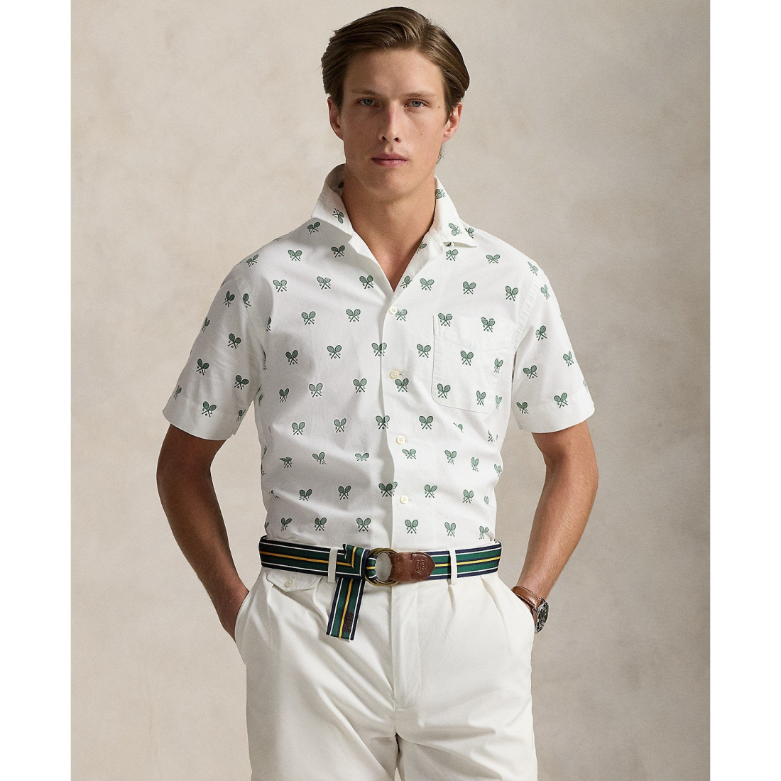 Men's 'Classic-Fit Racquet-Print Oxford' Shirt