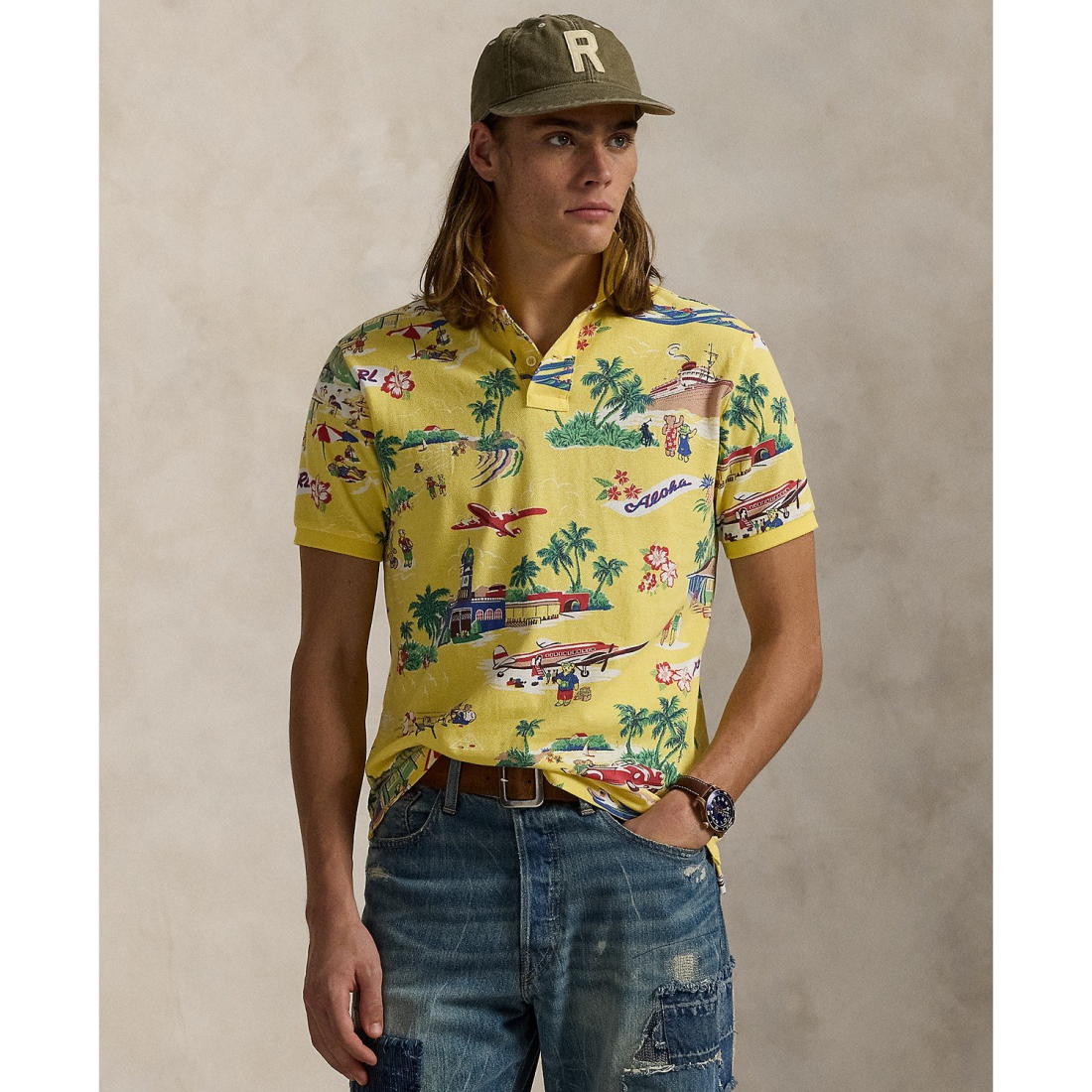 Polo 'Classic-Fit Bear Mesh' pour Hommes