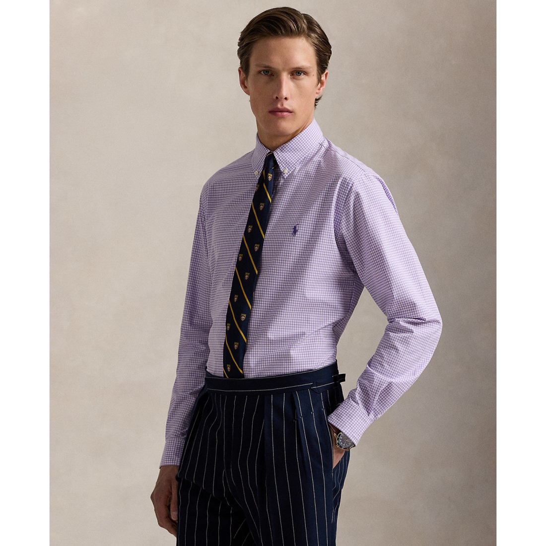 Chemise 'Slim-Fit Gingham Stretch Poplin' pour Hommes