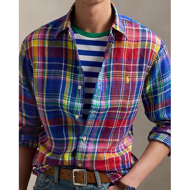 Chemise 'Classic Fit Plaid Linen' pour Hommes