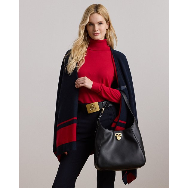 'Intarsia-Knit Two-Tone' Cape-Poncho für Damen