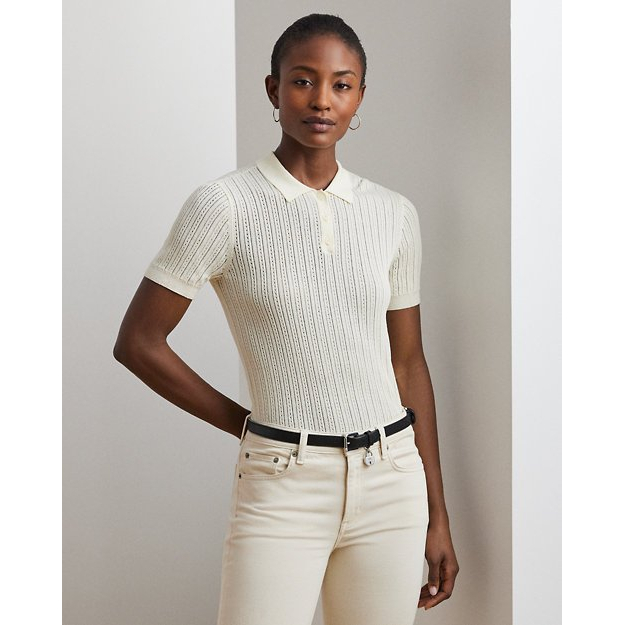 'Pointelle-Knit' Polohemd für Damen