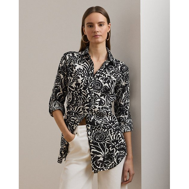 'Relaxed Fit Floral' Langärmelige Bluse für Damen