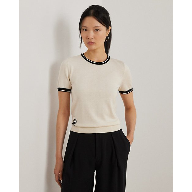 'Two-Tone' Kurzarm Pullover für Damen