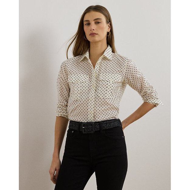 'Classic Fit Polka-Dot Voile' Hemd für Damen