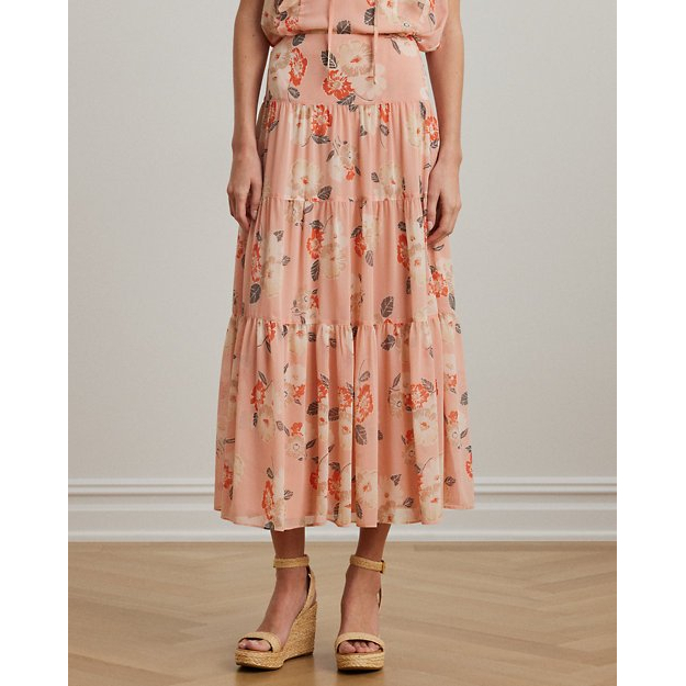 'Floral Crinkle' Midi Rock für Damen