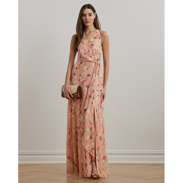 'Floral Ruffle-Trim' Abendkleid für Damen