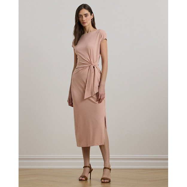 'Tie-Front Boatneck' Midi Kleid für Damen