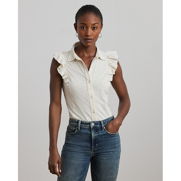 'Ruffle-Trim' Ärmelloses Hemd für Damen