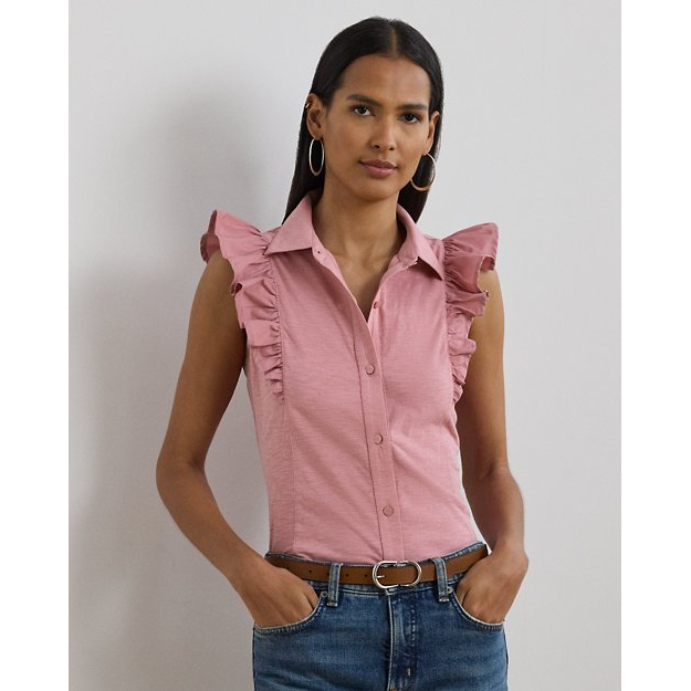 'Ruffle-Trim' Ärmelloses Hemd für Damen