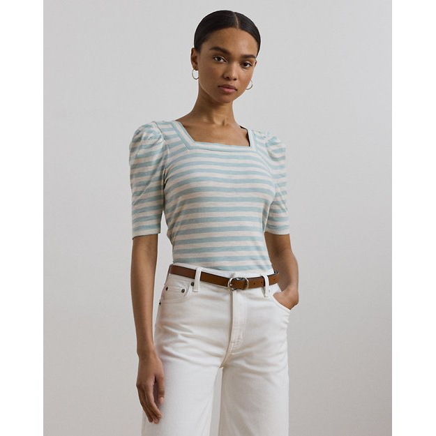 T-shirt 'Striped Puff-Sleeve' pour Femmes
