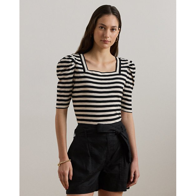 T-shirt 'Striped Puff-Sleeve' pour Femmes