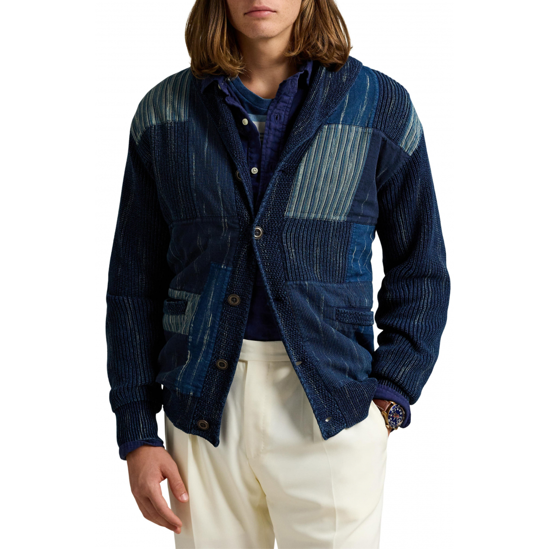 Cardigan 'Denim Patchwork' pour Hommes
