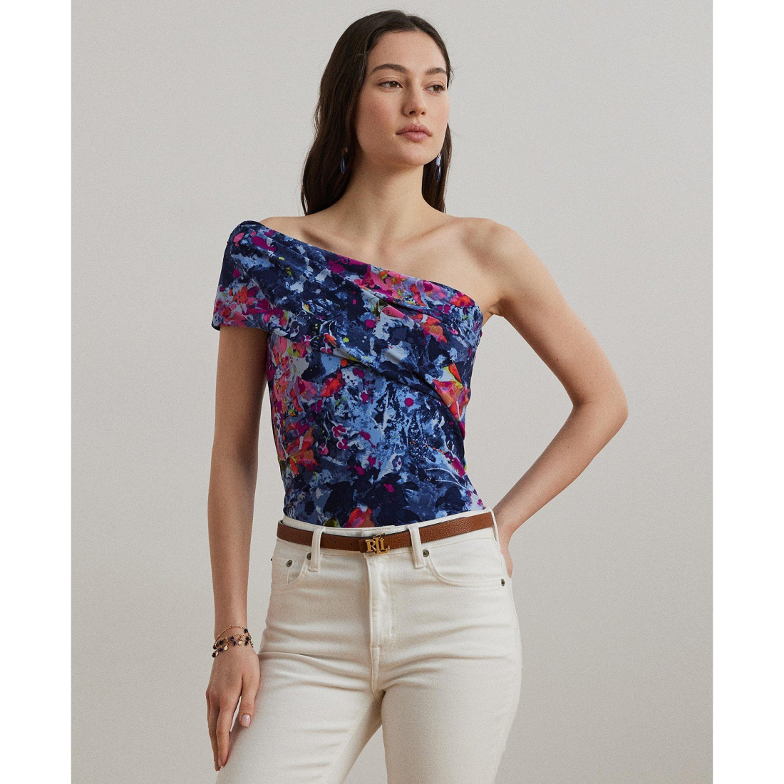 Top à manches courtes 'Print Stretch Jersey One-Shoulder Top' pour Femmes
