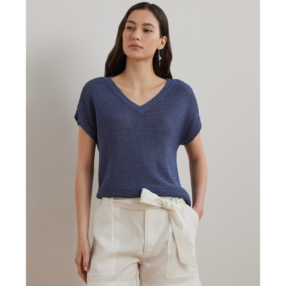 Pull à manches courtes 'Linen-Blend' pour Femmes