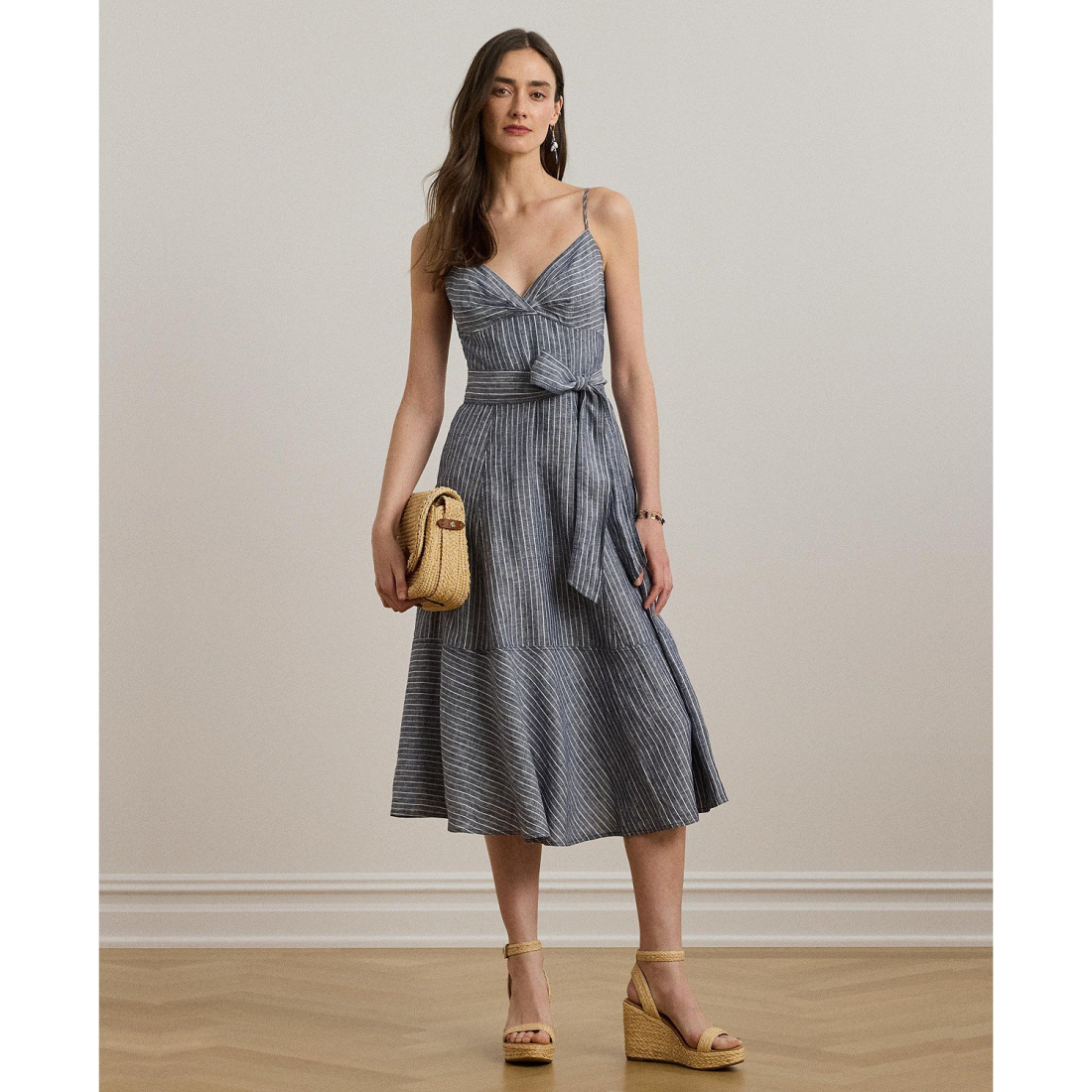 Robe sans manches 'Striped Belted' pour Femmes