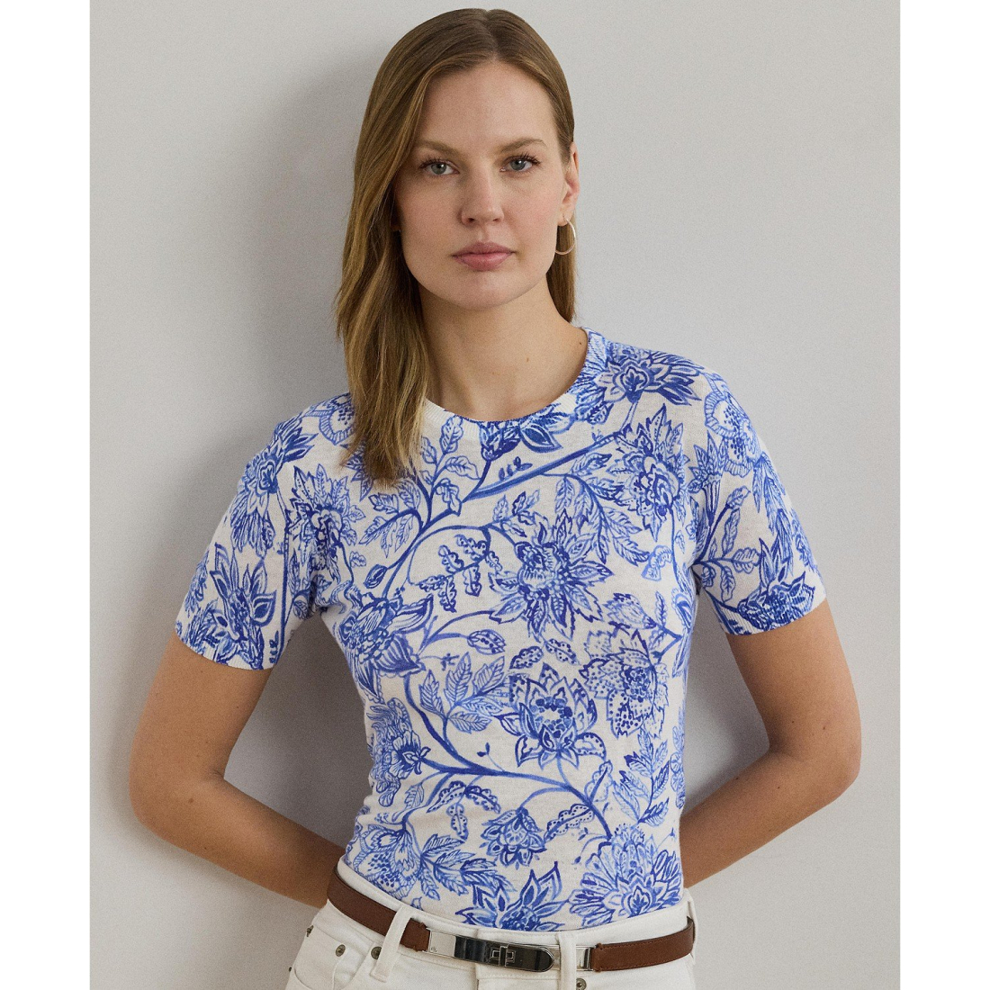Women's 'Floral' Short-Sleeve Sweater