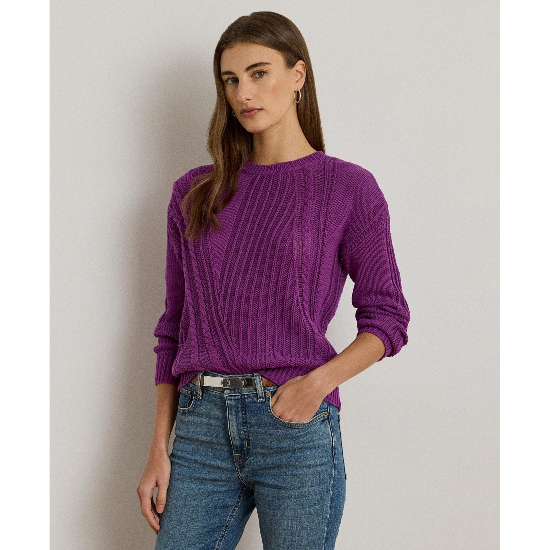 Pull à manches 3/4 'Pointelle-Knit' pour Femmes