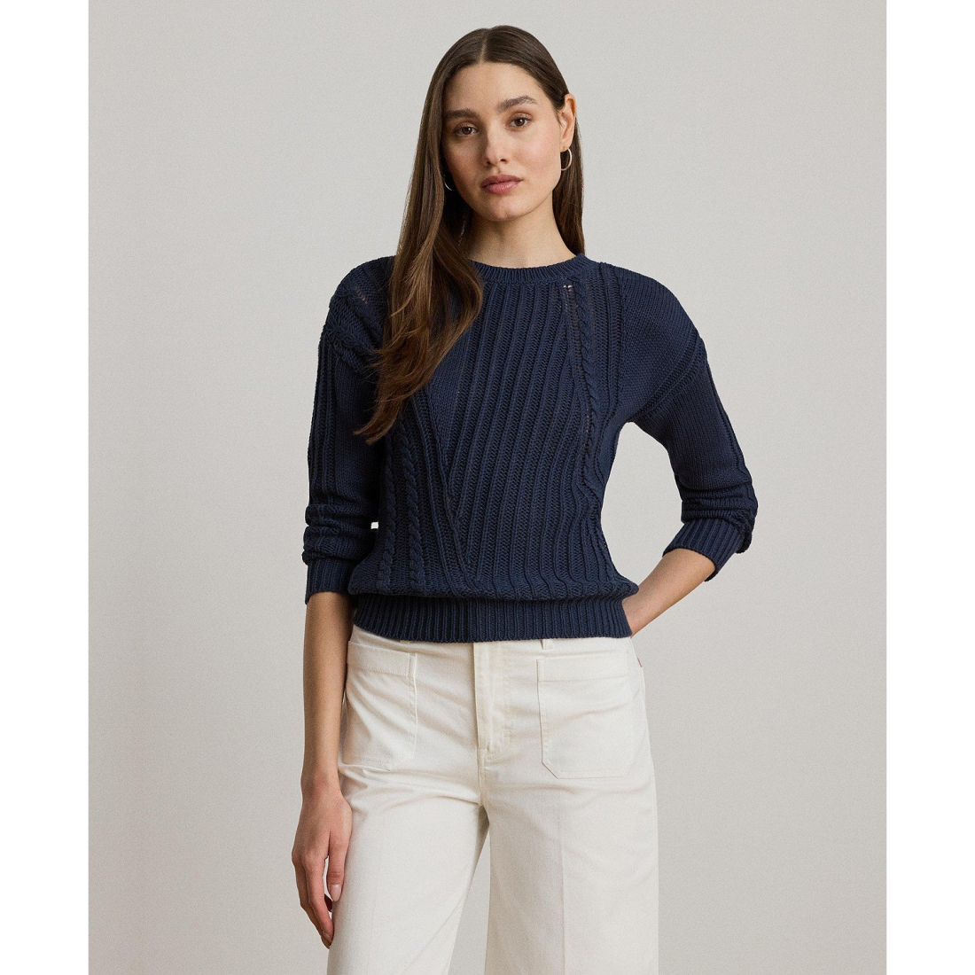 Pull à manches 3/4 'Pointelle-Knit' pour Femmes