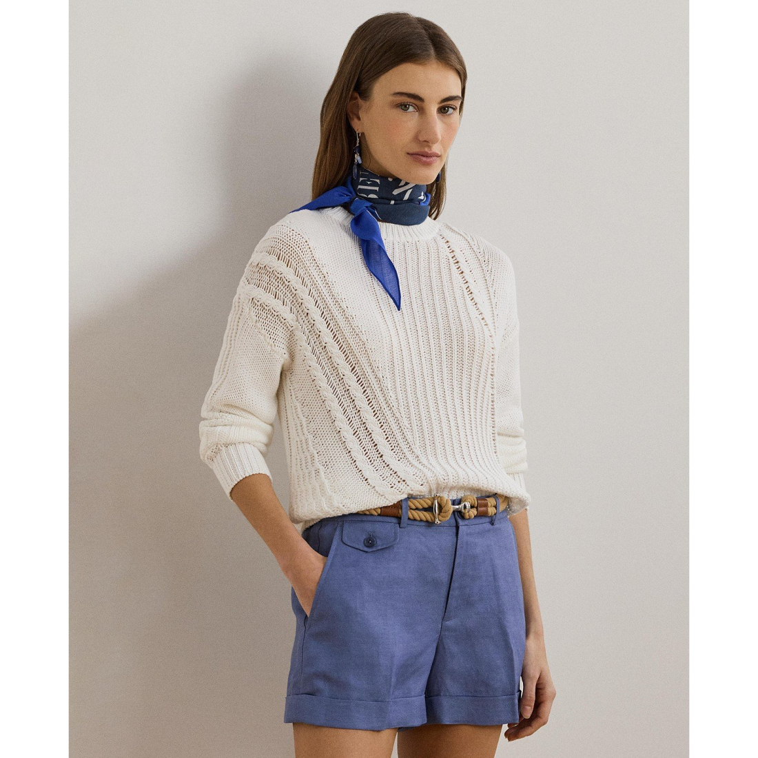 Pull à manches 3/4 'Pointelle-Knit' pour Femmes