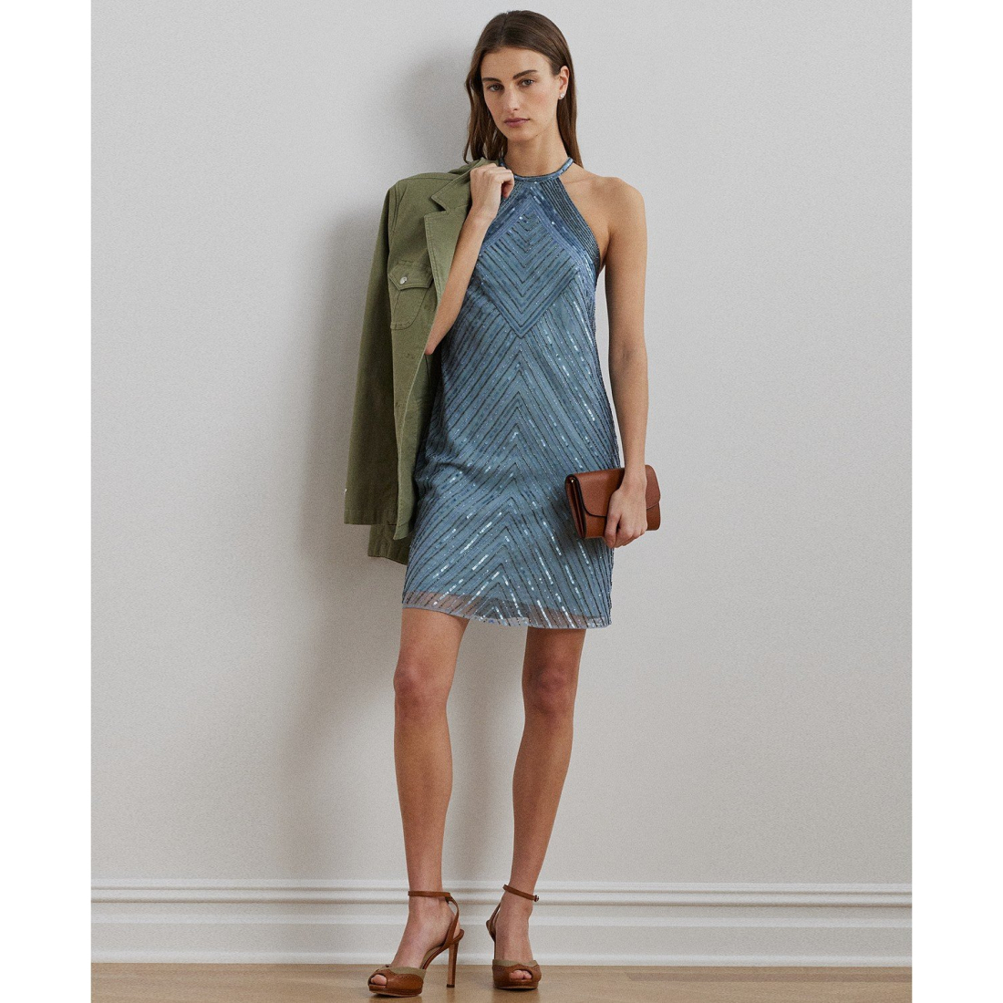 Robe de cocktail 'Beaded Mesh Halter' pour Femmes