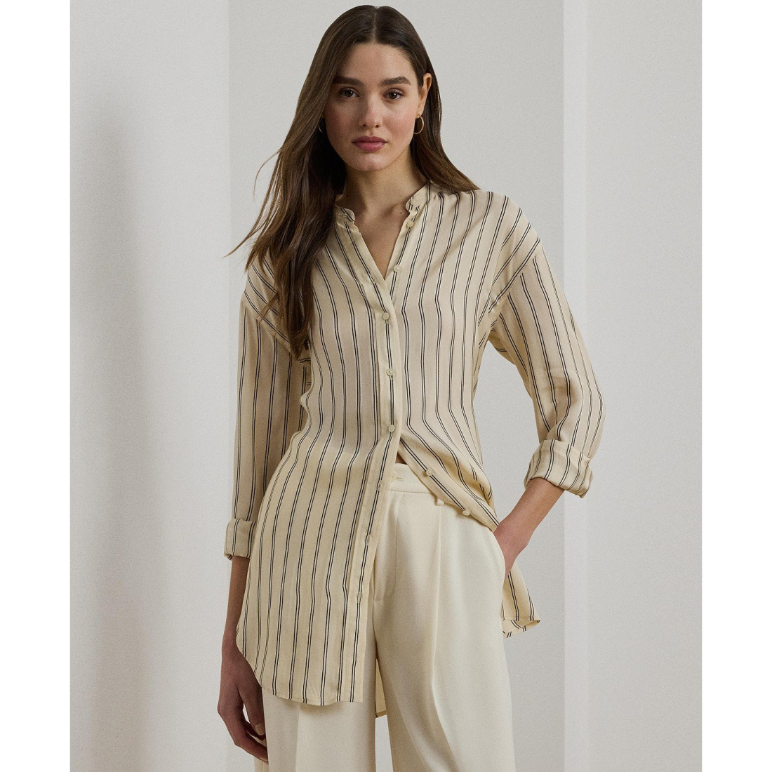 Chemise 'Striped Jacquard Tunic Shirt, Regular & Petite' pour Femmes