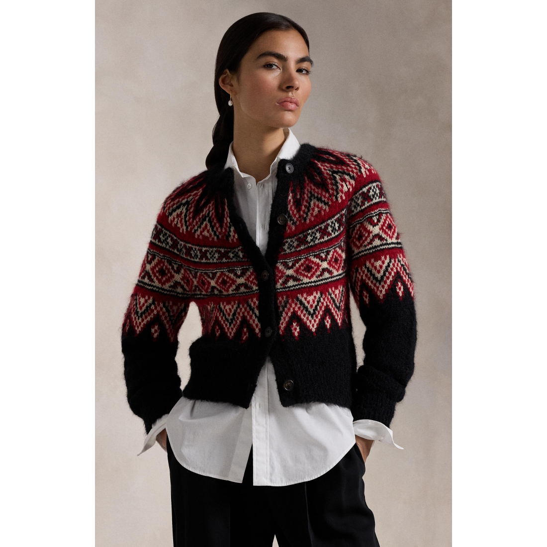 Women's 'Fair Isle Alpaca Blend Jacquard' Cardigan