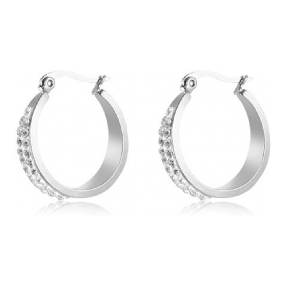 Boucles d'oreilles 'Glitz Silver-Tone Brass Hoop' pour Femmes