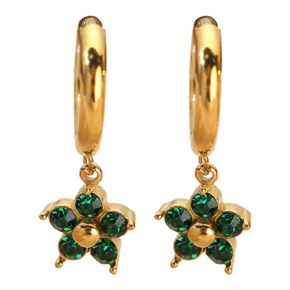 Boucles d'oreilles 'Five Petal Flower Huggie Hoop Drop' pour Femmes