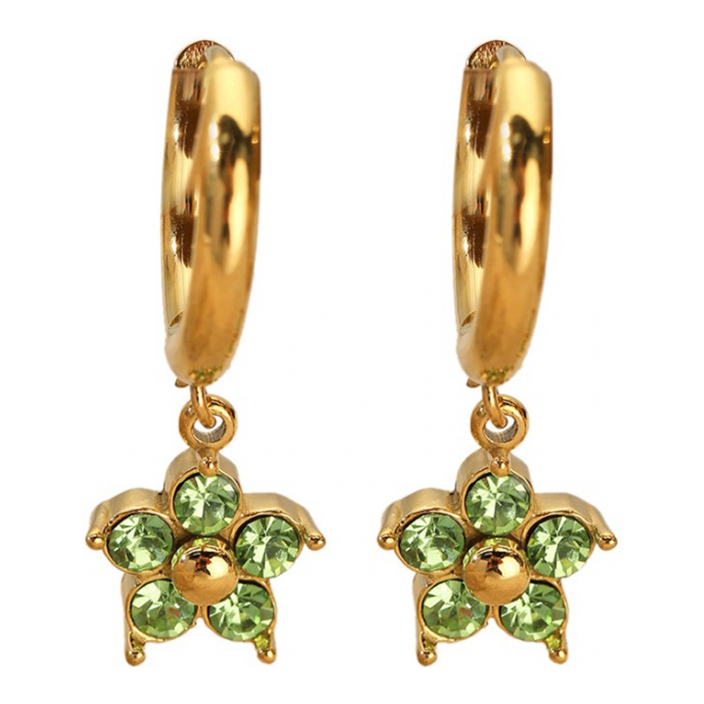 Boucles d'oreilles 'Five Petal Flower Huggie Hoop Drop' pour Femmes