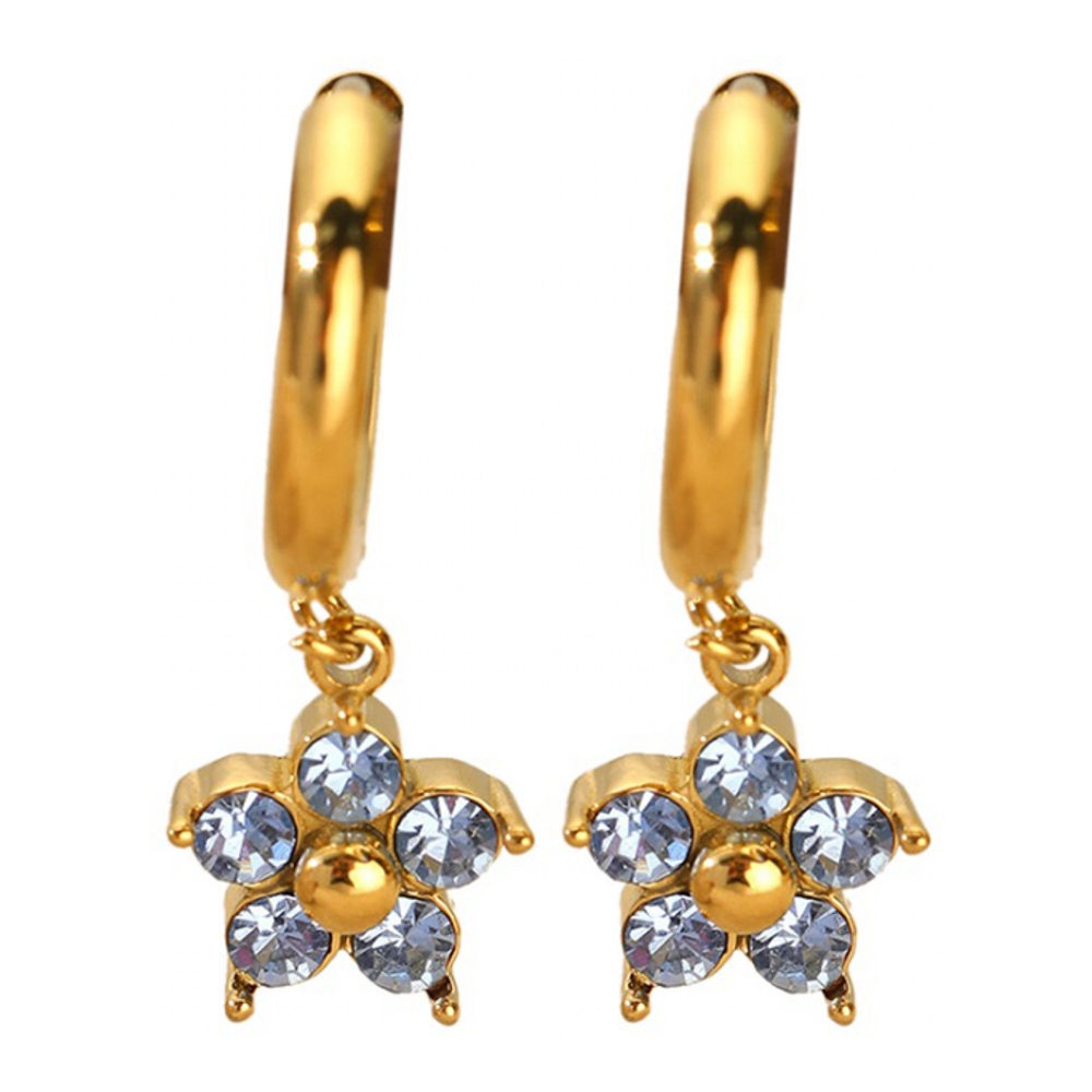 Boucles d'oreilles 'Five Petal Flower Huggie Hoop Drop' pour Femmes