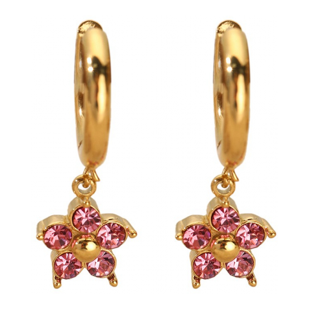 Boucles d'oreilles 'Five Petal Flower Huggie Hoop Drop' pour Femmes