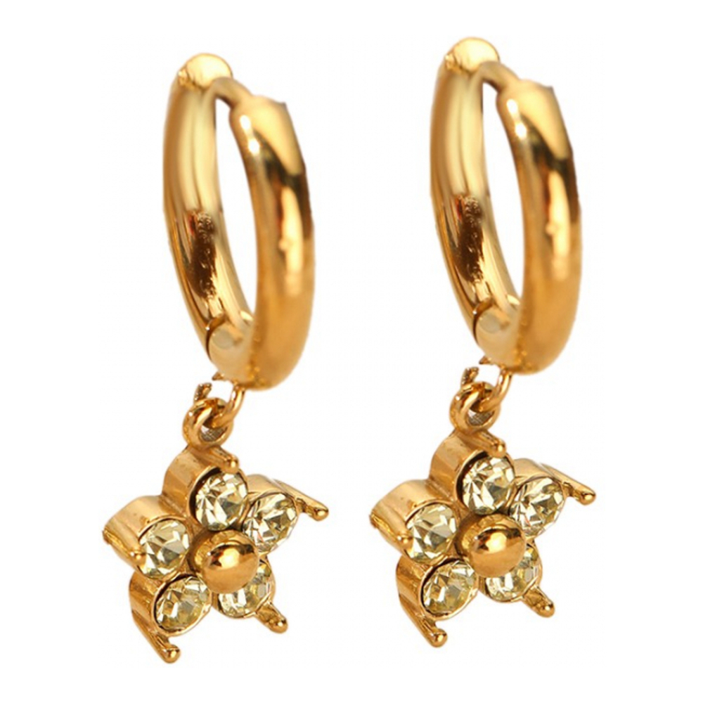 Boucles d'oreilles 'Five Petal Flower Huggie Hoop Drop' pour Femmes