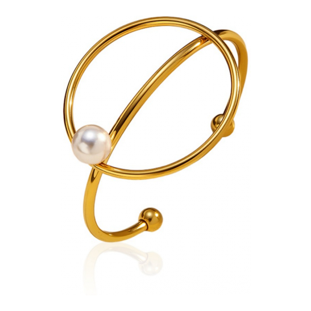 Women's 'Delphine Golden Circle Pearl' Bracelet