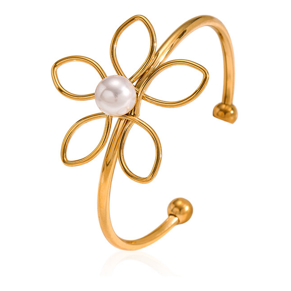 Women's 'Wired Flower Decor Open' Bracelet