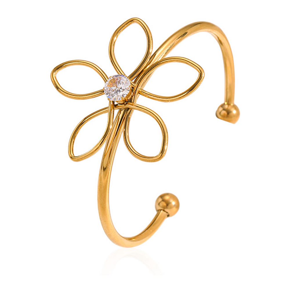 Women's 'Wired Flower Decor Open' Bracelet