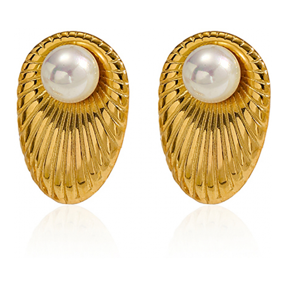 Boucles d'oreilles 'Oval Textured Stud Pearl' pour Femmes