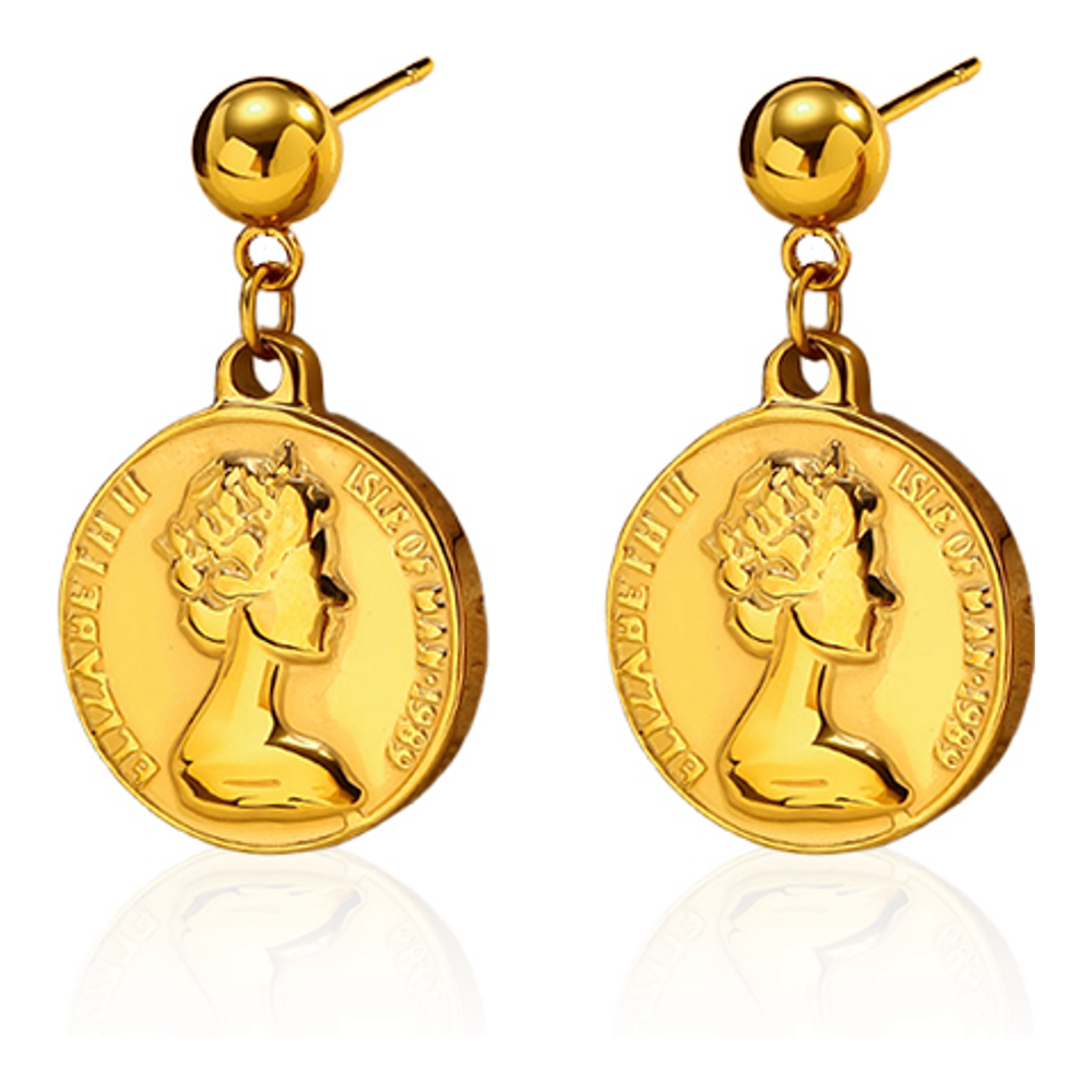 Boucles d'oreilles 'Queen Coin Drop' pour Femmes