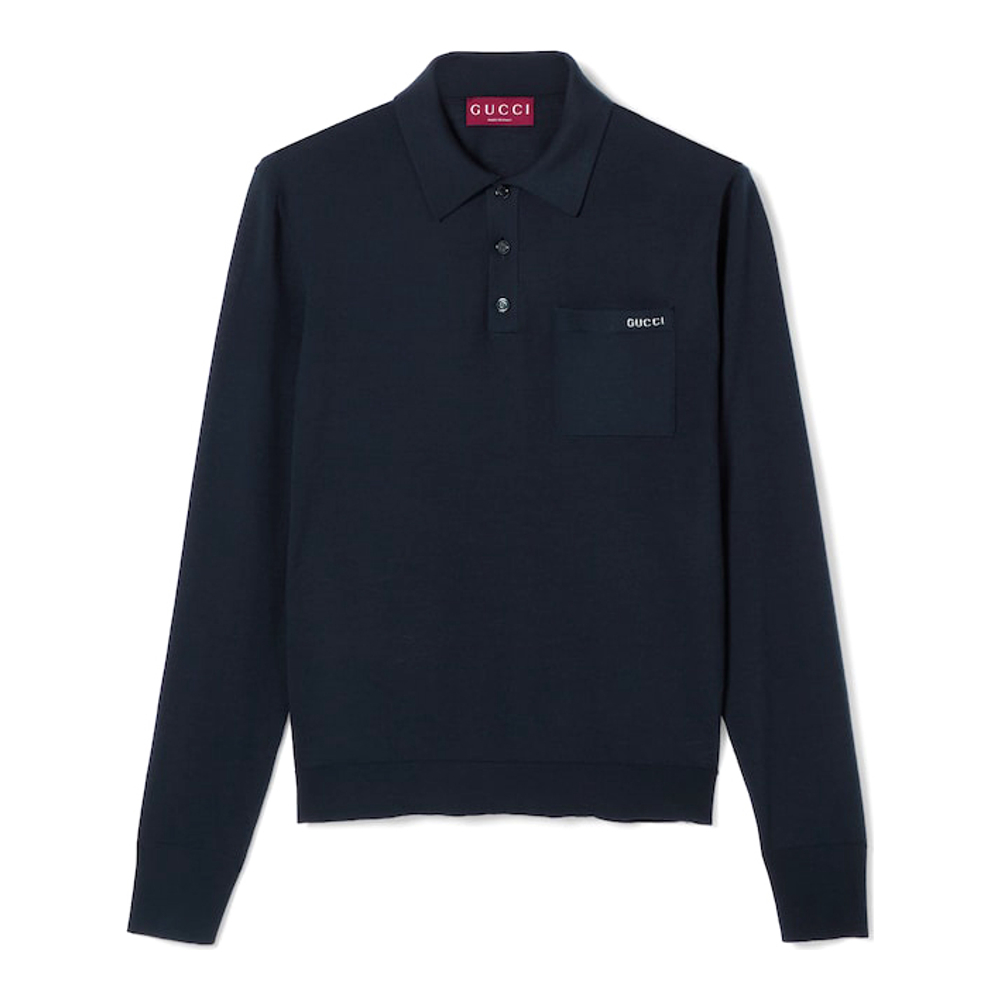 Polo manches longues 'Knit With Intarsia' pour Hommes